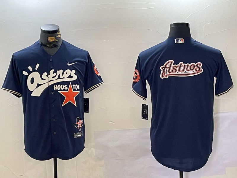 Men Houston Astros Blank Blue Second generation joint name Nike 2024 MLB Jersey style 4